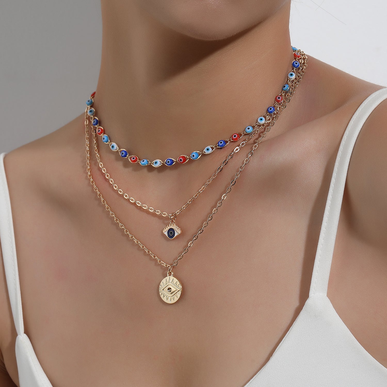 Wholesale Multilayer Devil Eye Alloy Necklace